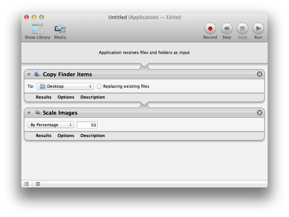 Automator actions for retina image downscaling