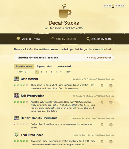 Screenshot of Decaf Sucks